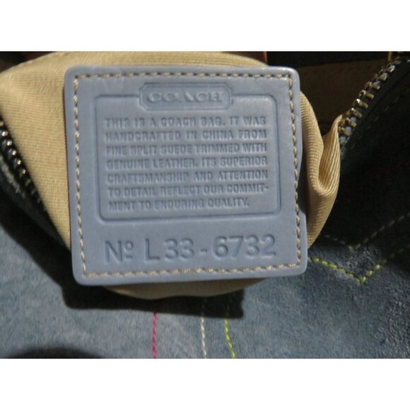 Coach 2002 Rare find Baby Blue Suede Leather Heart Stitched Demi Baguette Bag - Picture 7 of 12